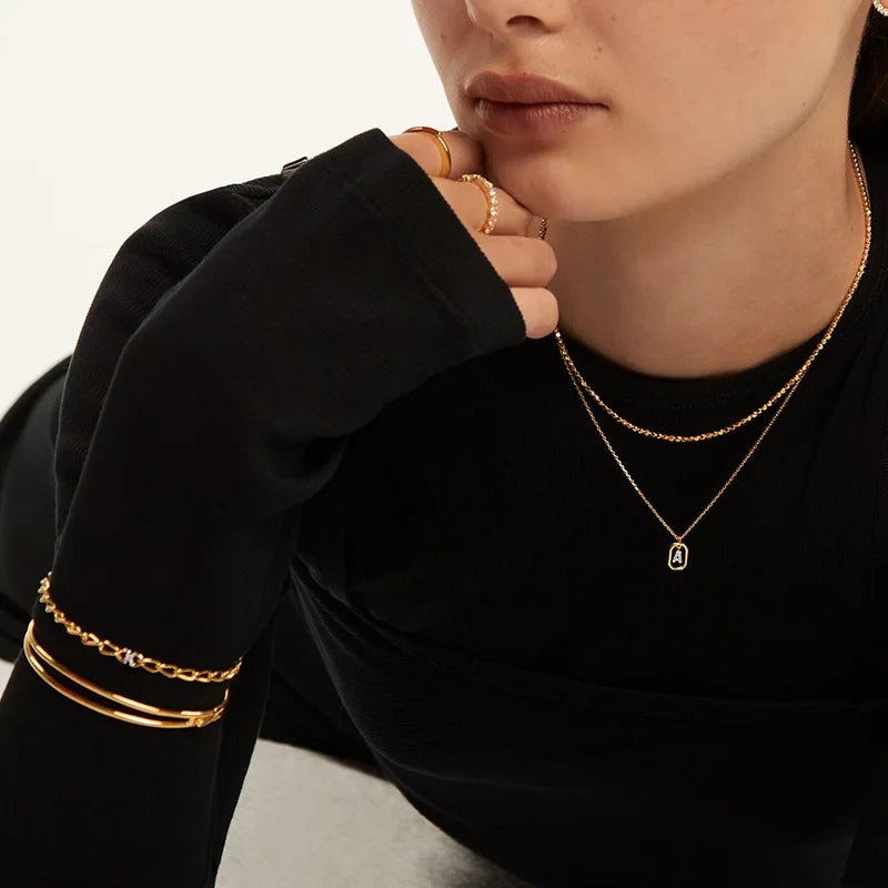 ZEYA - Bianca Letter Zirconia Necklace