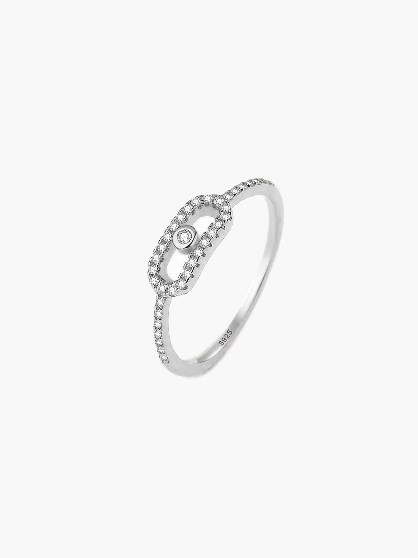 Emma - Bague géométrique argentée pour femme, design élégant en argent sterling 925