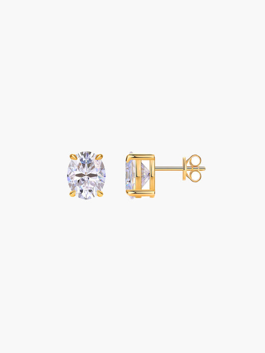 Boucles d'oreilles clous en moissanite taille ovale - 1-4ct couleur D en argent sterling 925