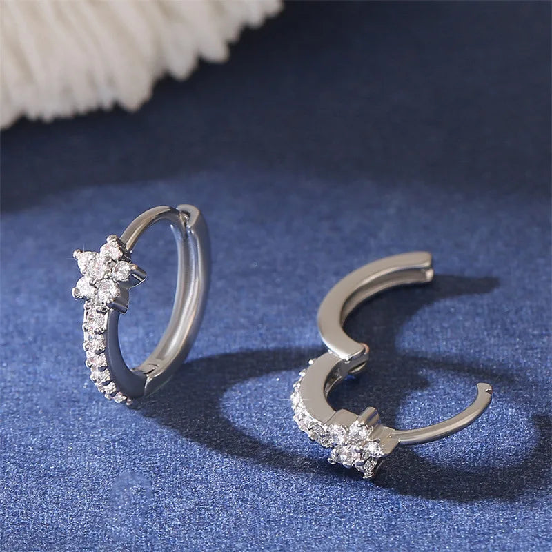 Créoles étoile en acier inoxydable avec accents de zircon pour style unisexe