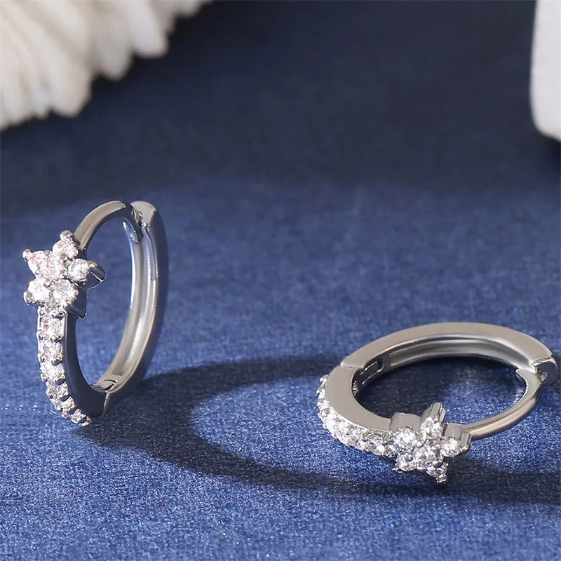 Créoles étoile en acier inoxydable avec accents de zircon pour style unisexe