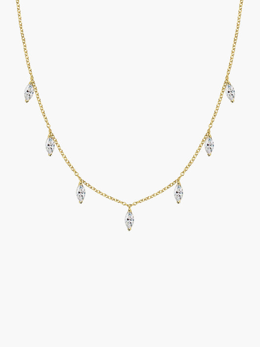 Collier avec moissanite taille marquise de 0,3 ct sur chaîne en argent sterling S925