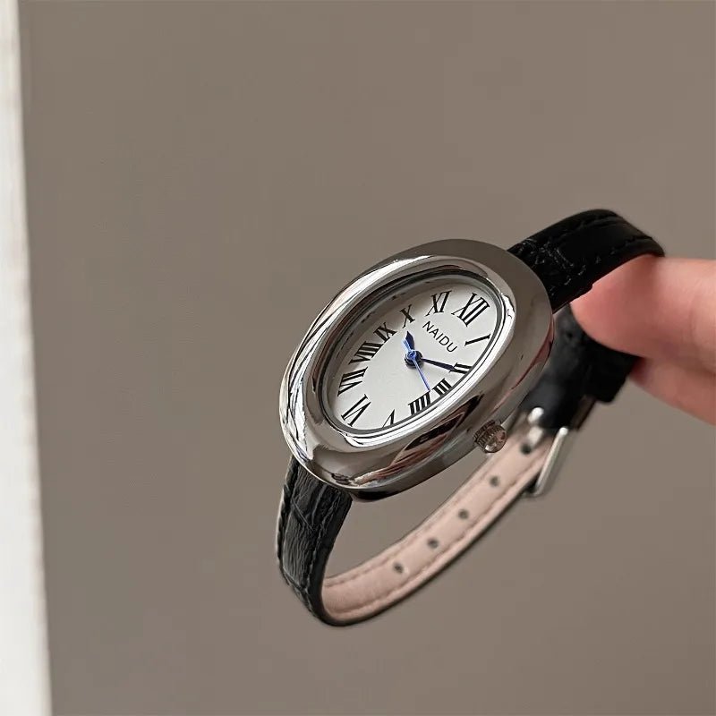 ZEYA - Carlene Oval Vintage Watch with Leather Strap
